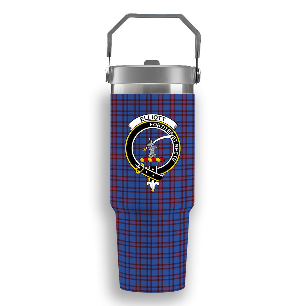 ScotsTee Shop Scottish Elliot Modern Crest Tartan Flip Straw Tumbler 20oz 30oz