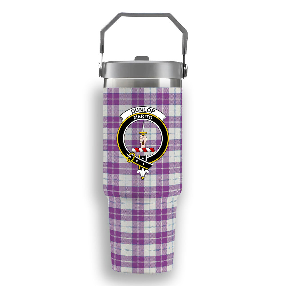 ScotsTee Shop Scottish Dunlop Dress Ancient Crest Tartan Flip Straw Tumbler 20oz 30oz