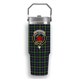 ScotsTee Shop Scottish Farquharson Modern Crest Tartan Flip Straw Tumbler 20oz 30oz