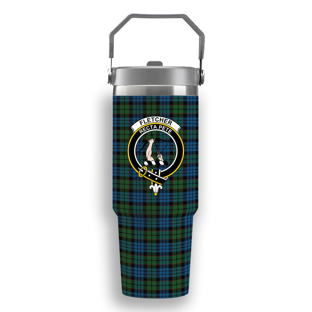 ScotsTee Shop Scottish Fletcher 2 Crest Tartan Flip Straw Tumbler 20oz 30oz