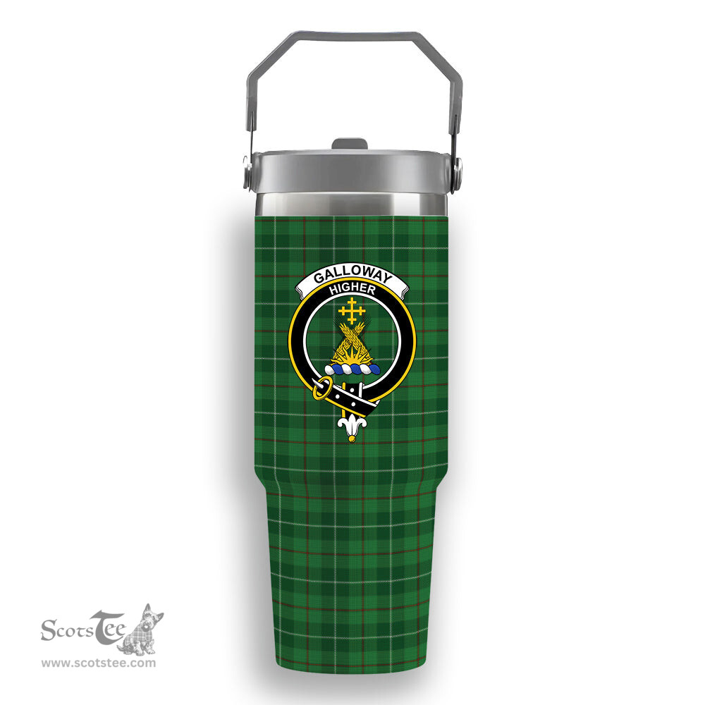 ScotsTee Shop Scottish Galloway Crest Tartan Flip Straw Tumbler 20oz 30oz