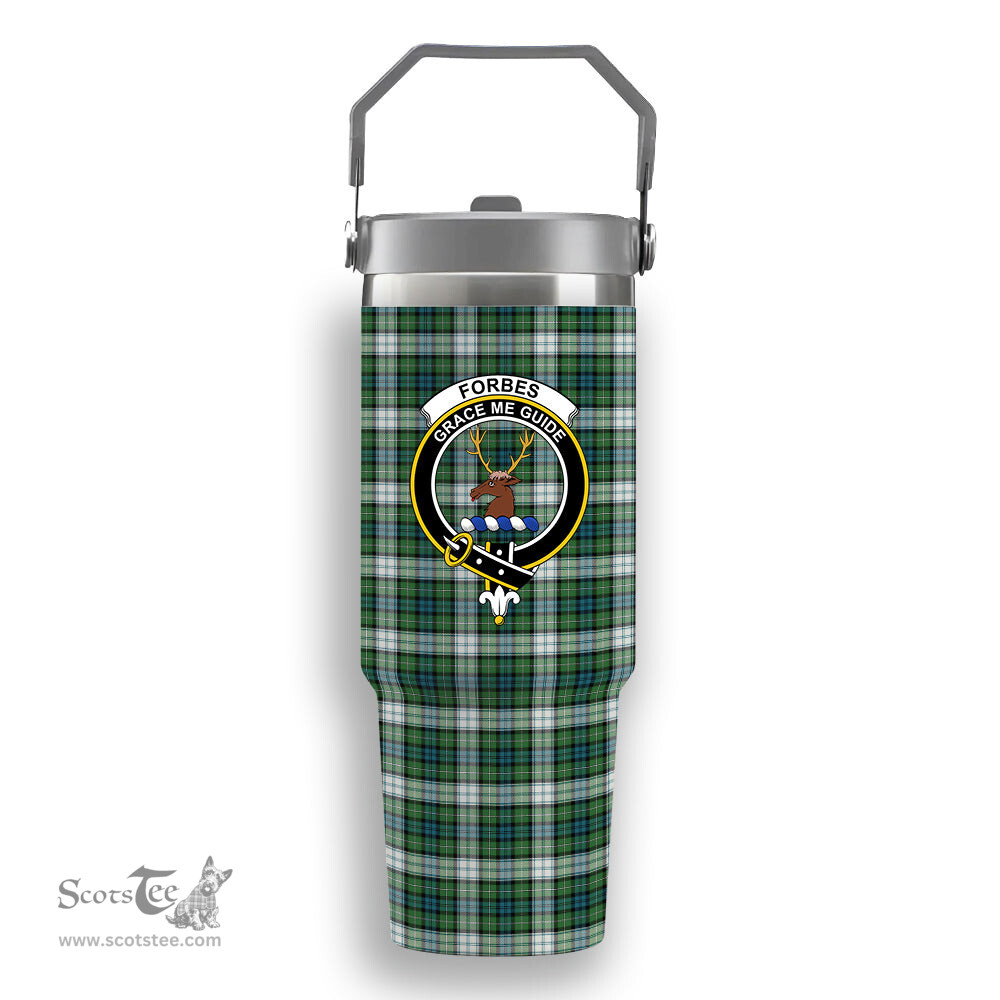 ScotsTee Shop Scottish Forbes Dress Ancient Crest Tartan Flip Straw Tumbler 20oz 30oz