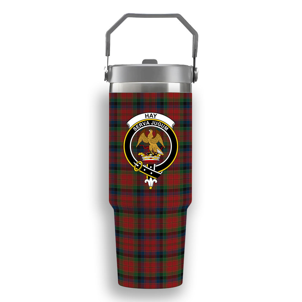 ScotsTee Shop Scottish Hay and Leith Crest Tartan Flip Straw Tumbler 20oz 30oz