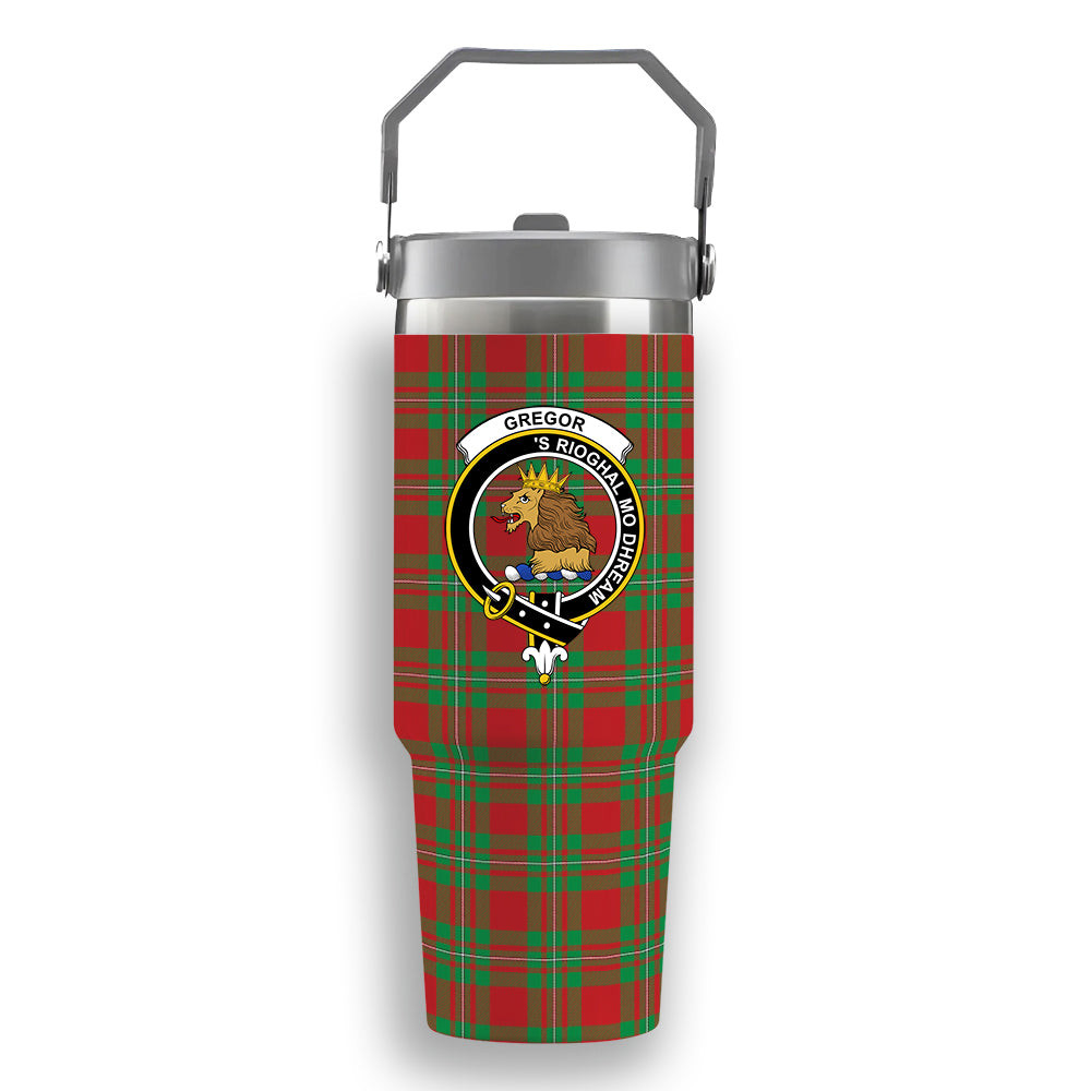 ScotsTee Shop Scottish Gregor Modern Crest Tartan Flip Straw Tumbler 20oz 30oz