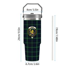 ScotsTee Shop Scottish Ewing Modern Crest Tartan Flip Straw Tumbler 20oz 30oz