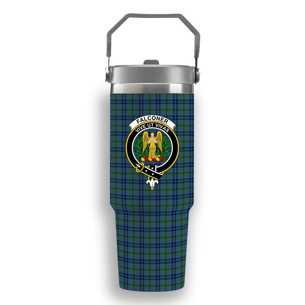 ScotsTee Shop Scottish Falconer Crest Tartan Flip Straw Tumbler 20oz 30oz