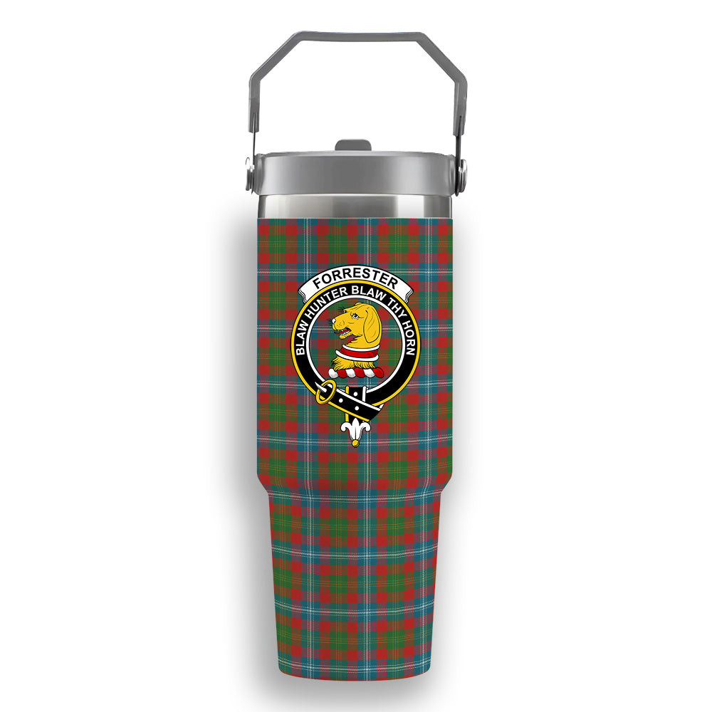ScotsTee Shop Scottish Forrester Ancient Crest Tartan Flip Straw Tumbler 20oz 30oz
