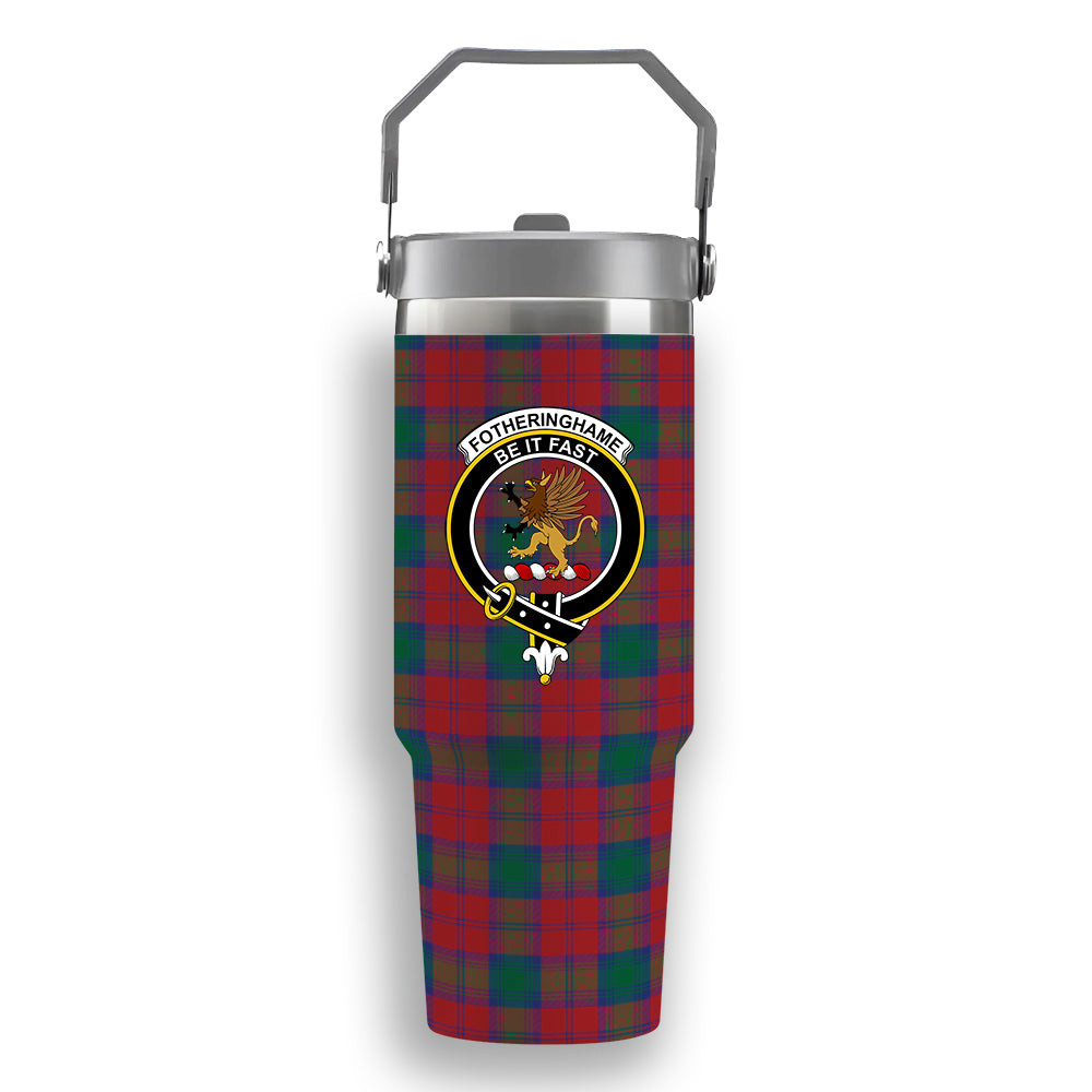 ScotsTee Shop Scottish Fotheringham Crest Tartan Flip Straw Tumbler 20oz 30oz