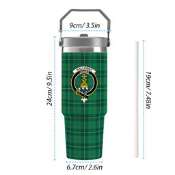 ScotsTee Shop Scottish Galloway Green Modern Crest Tartan Flip Straw Tumbler 20oz 30oz