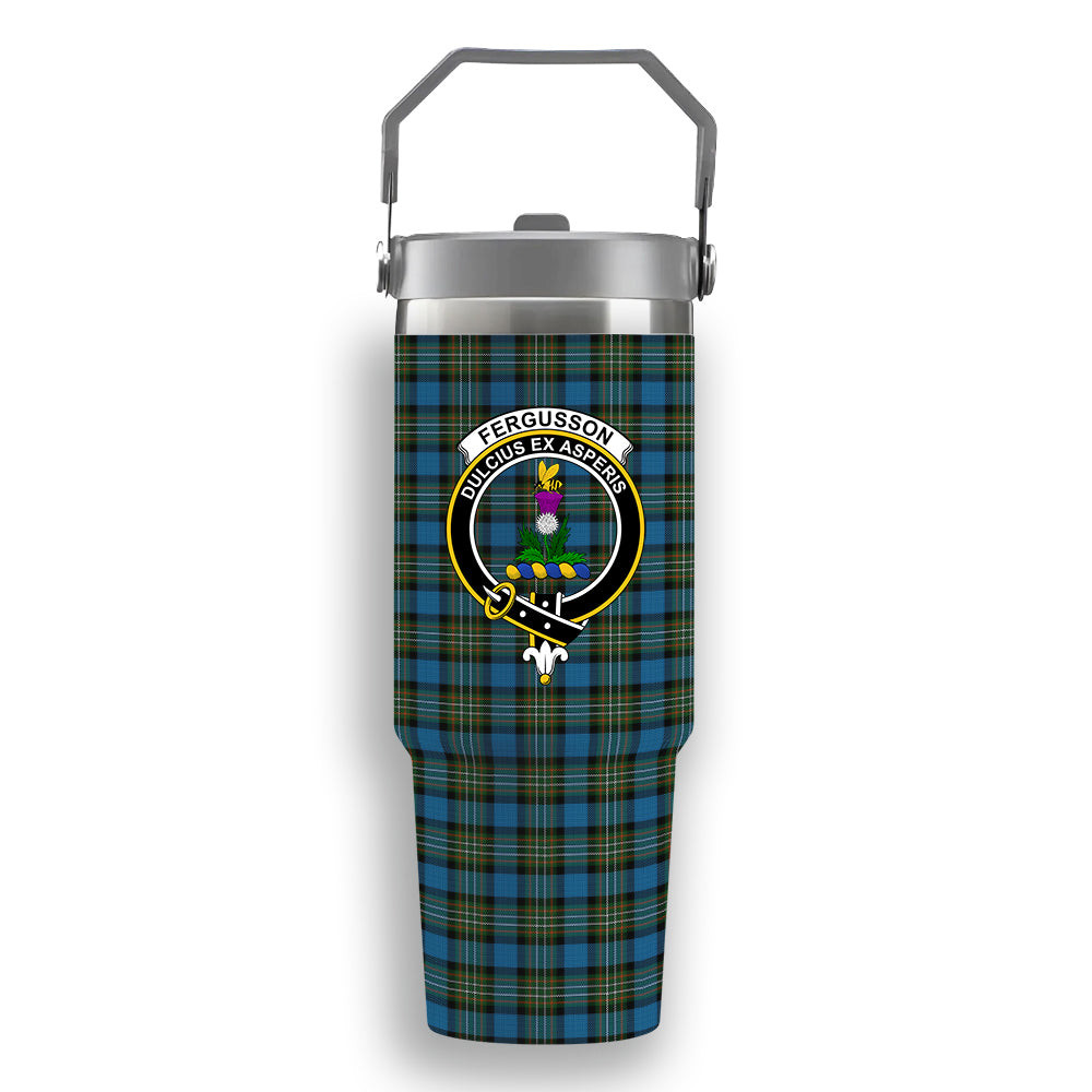 ScotsTee Shop Scottish Ferguson Tarlogie Crest Tartan Flip Straw Tumbler 20oz 30oz