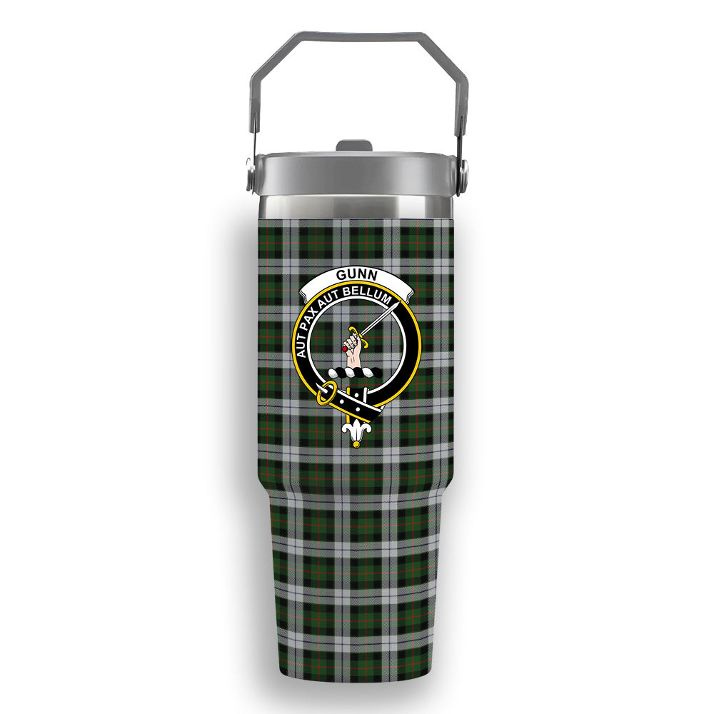ScotsTee Shop Scottish Gunn Mrs Jane of Kirkhill House Wick Crest Tartan Flip Straw Tumbler 20oz 30oz