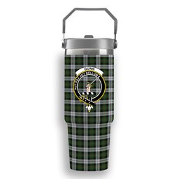 ScotsTee Shop Scottish Gunn Mrs Jane of Kirkhill House Wick Crest Tartan Flip Straw Tumbler 20oz 30oz