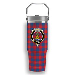 ScotsTee Shop Scottish Galloway Red Crest Tartan Flip Straw Tumbler 20oz 30oz