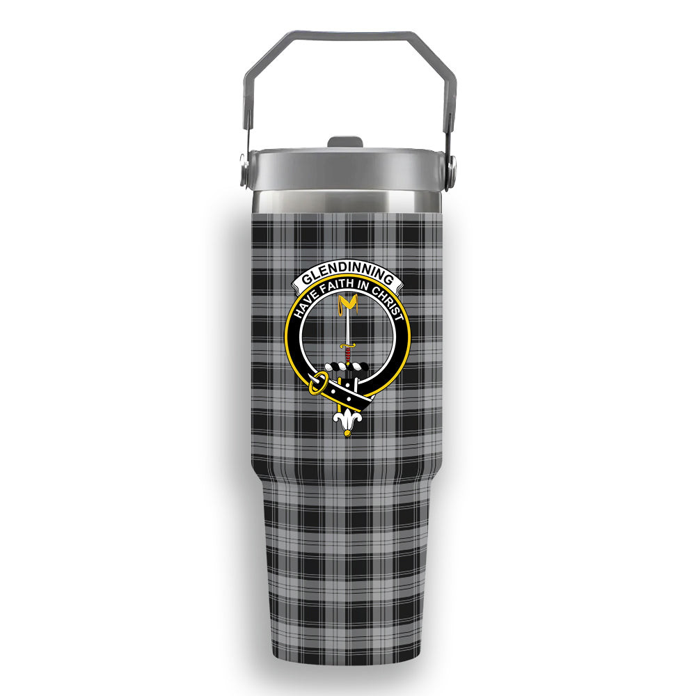 ScotsTee Shop Scottish Glendinning Crest Tartan Flip Straw Tumbler 20oz 30oz