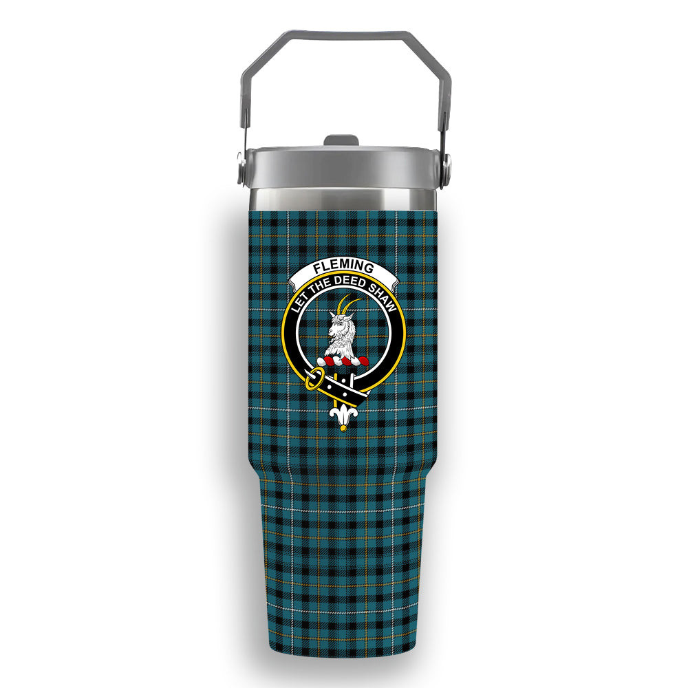 ScotsTee Shop Scottish Fleming Ancient Crest Tartan Flip Straw Tumbler 20oz 30oz