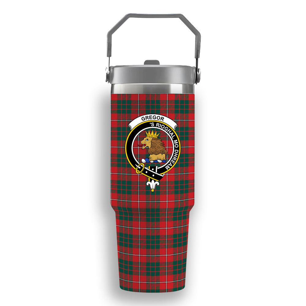 ScotsTee Shop Scottish Gregor of Balquhidder Modern Crest Tartan Flip Straw Tumbler 20oz 30oz