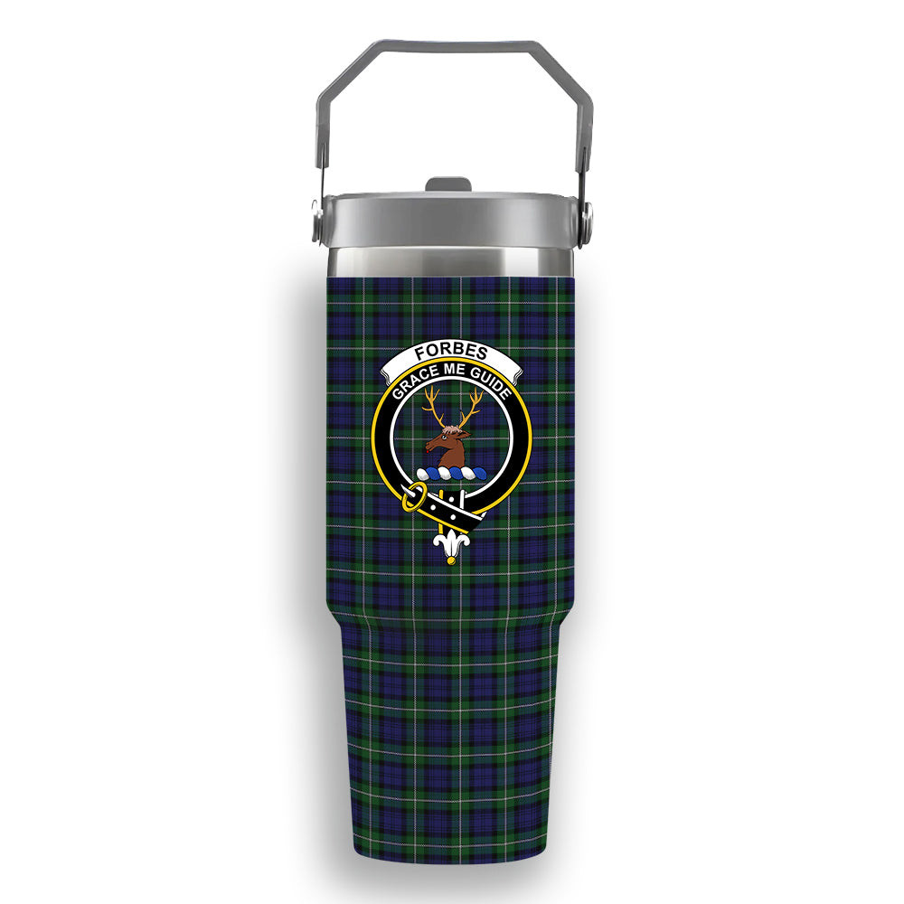 ScotsTee Shop Scottish Forbes Crest Tartan Flip Straw Tumbler 20oz 30oz
