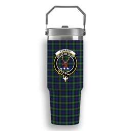 ScotsTee Shop Scottish Forbes Crest Tartan Flip Straw Tumbler 20oz 30oz