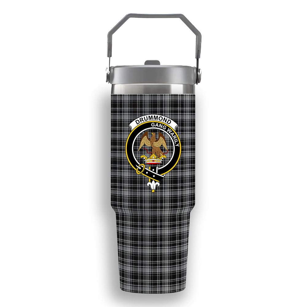 ScotsTee Shop Scottish Drummond Grey Clans Originaux Crest Tartan Flip Straw Tumbler 20oz 30oz