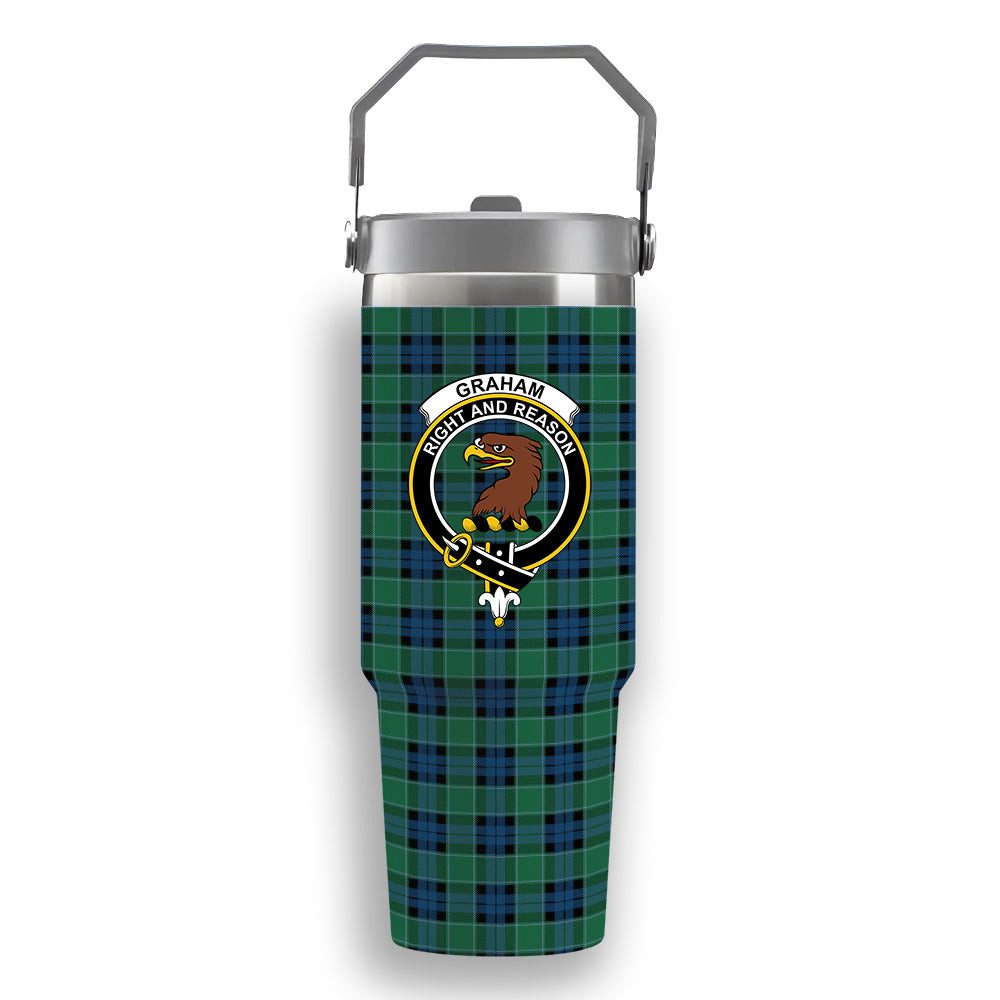 ScotsTee Shop Scottish Graham of Menteith Ancient Crest Tartan Flip Straw Tumbler 20oz 30oz