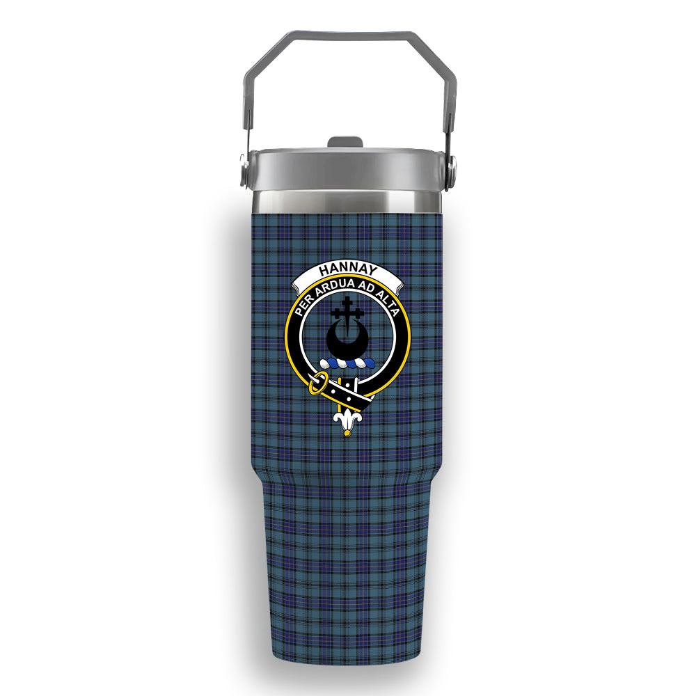 ScotsTee Shop Scottish Hannay Blue Crest Tartan Flip Straw Tumbler 20oz 30oz
