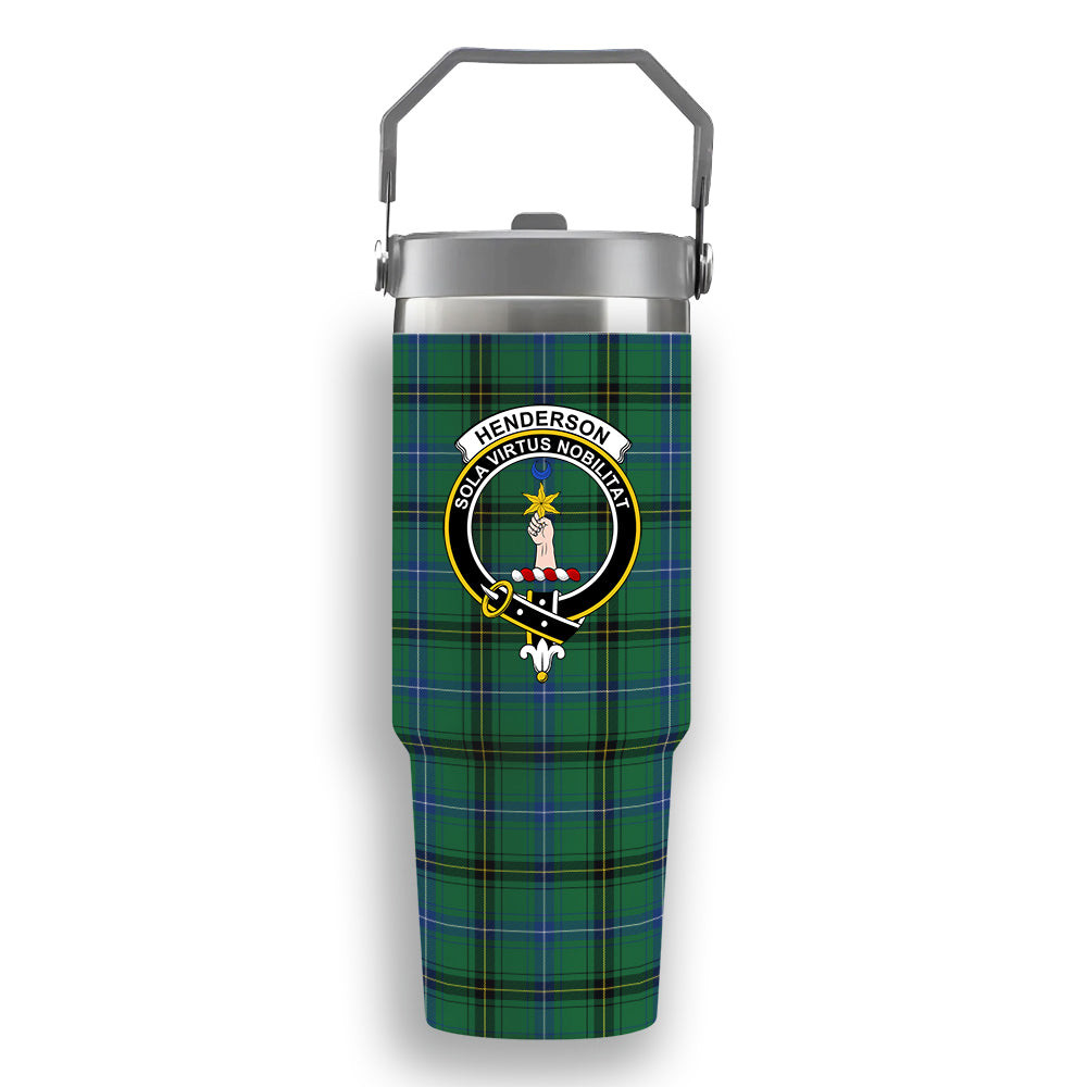 ScotsTee Shop Scottish Henderson Ancient Crest Tartan Flip Straw Tumbler 20oz 30oz