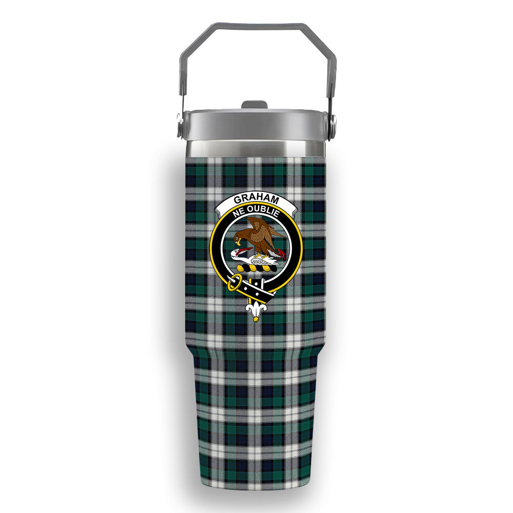 ScotsTee Shop Scottish Graham Dress Modern Crest Tartan Flip Straw Tumbler 20oz 30oz