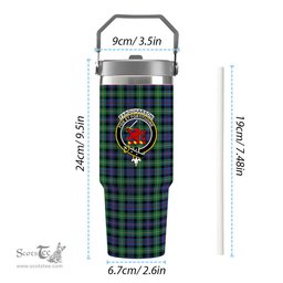 ScotsTee Shop Scottish Farquharson Ancient Crest Tartan Flip Straw Tumbler 20oz 30oz