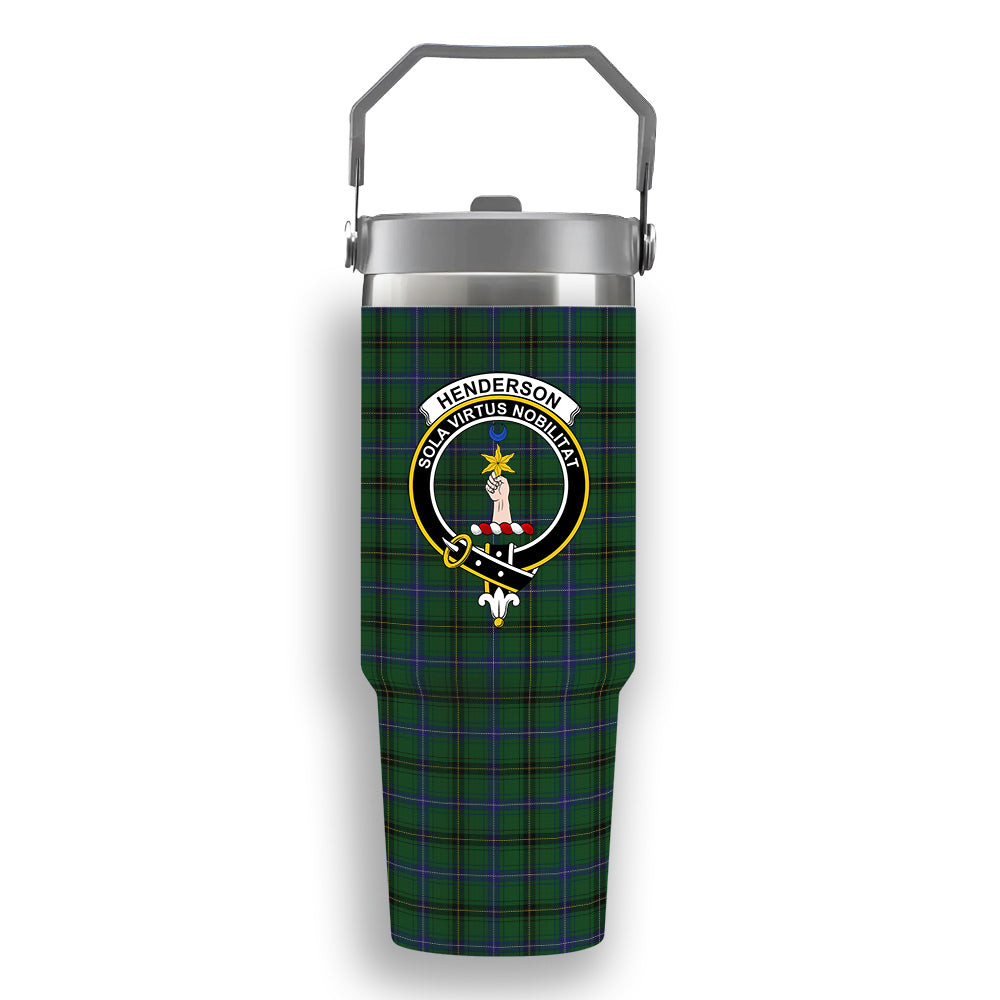 ScotsTee Shop Scottish Henderson MacKendrick Crest Tartan Flip Straw Tumbler 20oz 30oz