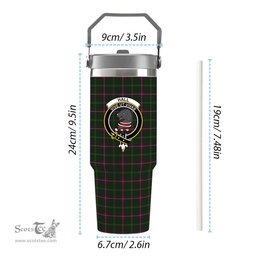 ScotsTee Shop Scottish Hall from Springbrook and Newtown Crest Tartan Flip Straw Tumbler 20oz 30oz