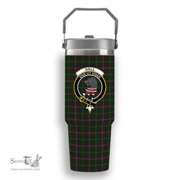 ScotsTee Shop Scottish Hall from Springbrook and Newtown Crest Tartan Flip Straw Tumbler 20oz 30oz