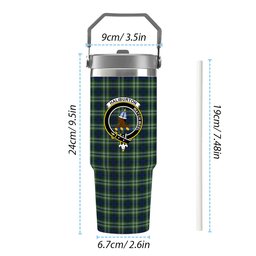 ScotsTee Shop Scottish Haliburton Crest Tartan Flip Straw Tumbler 20oz 30oz