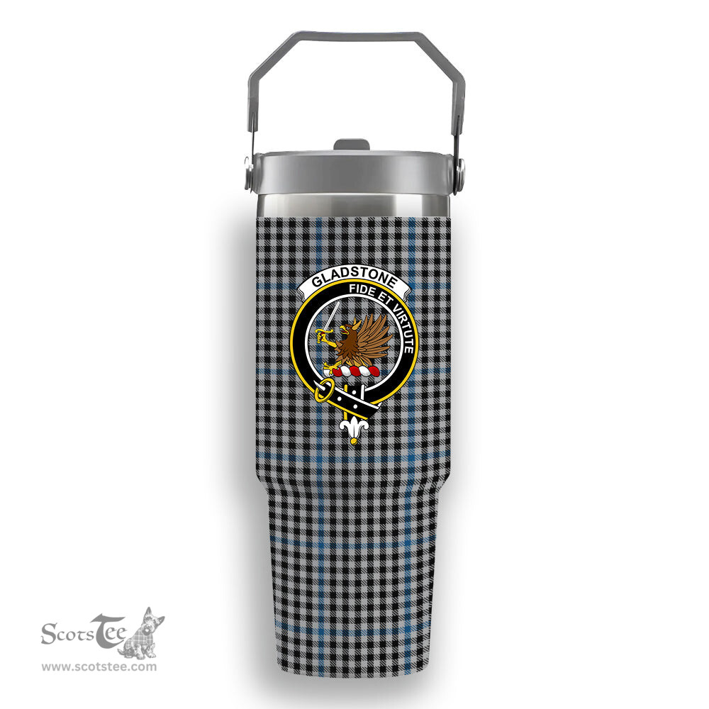 ScotsTee Shop Scottish Gladstone Crest Tartan Flip Straw Tumbler 20oz 30oz