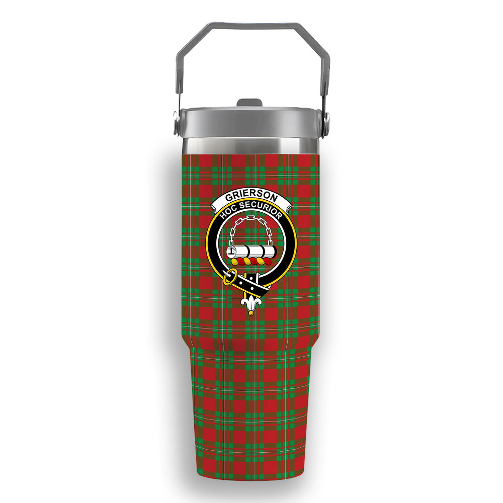 ScotsTee Shop Scottish Grierson Crest Tartan Flip Straw Tumbler 20oz 30oz