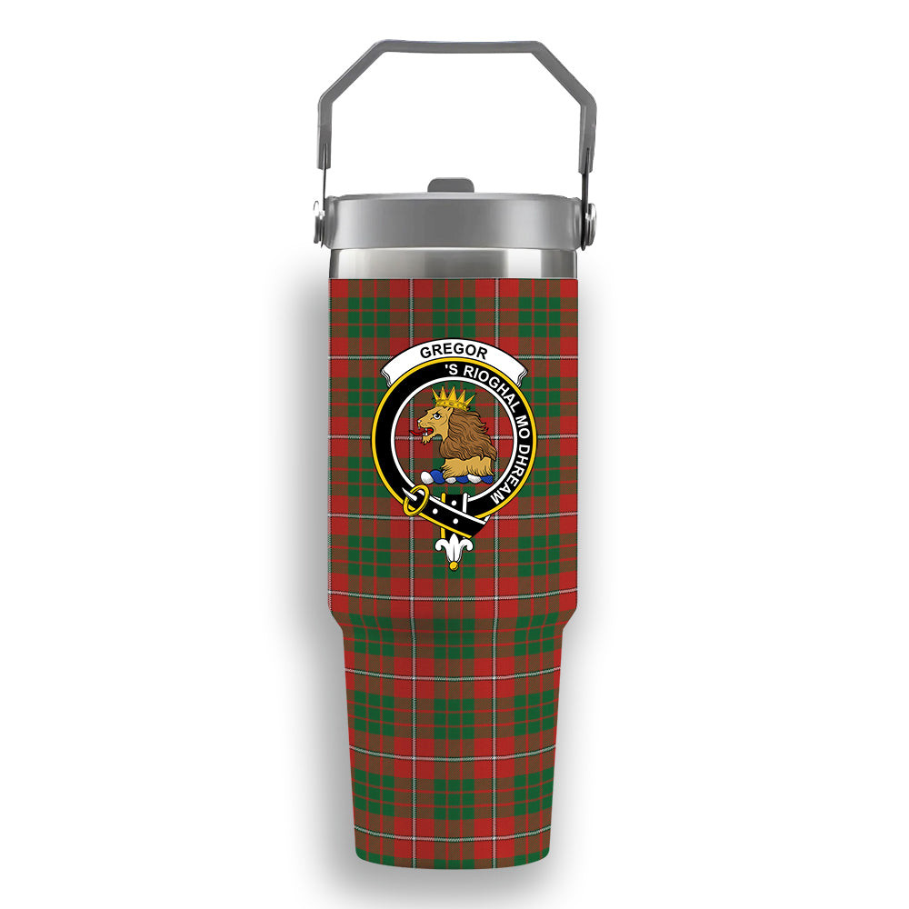 ScotsTee Shop Scottish Gregor of Balquhidder Ancient Crest Tartan Flip Straw Tumbler 20oz 30oz