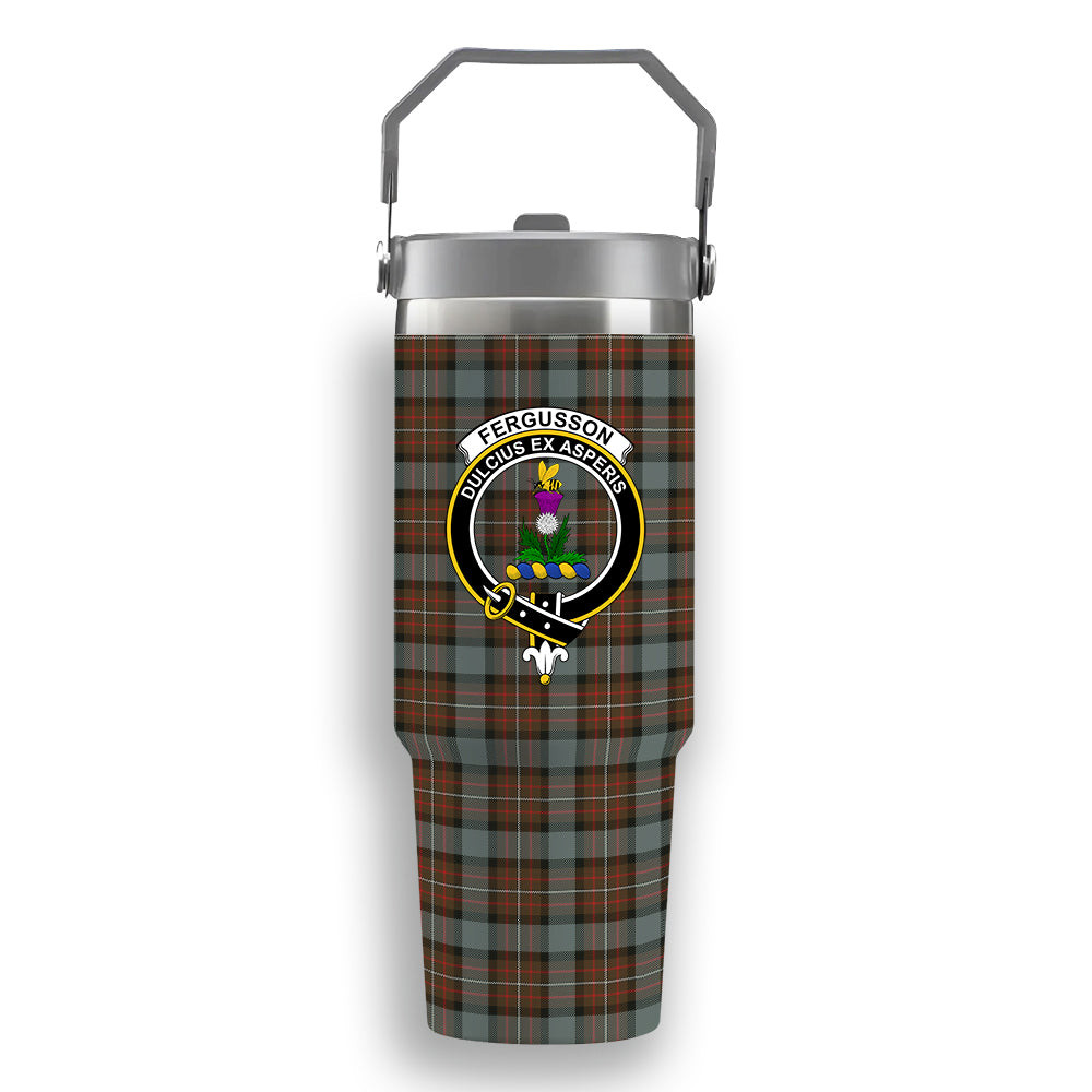 ScotsTee Shop Scottish Ferguson Weathered Crest Tartan Flip Straw Tumbler 20oz 30oz