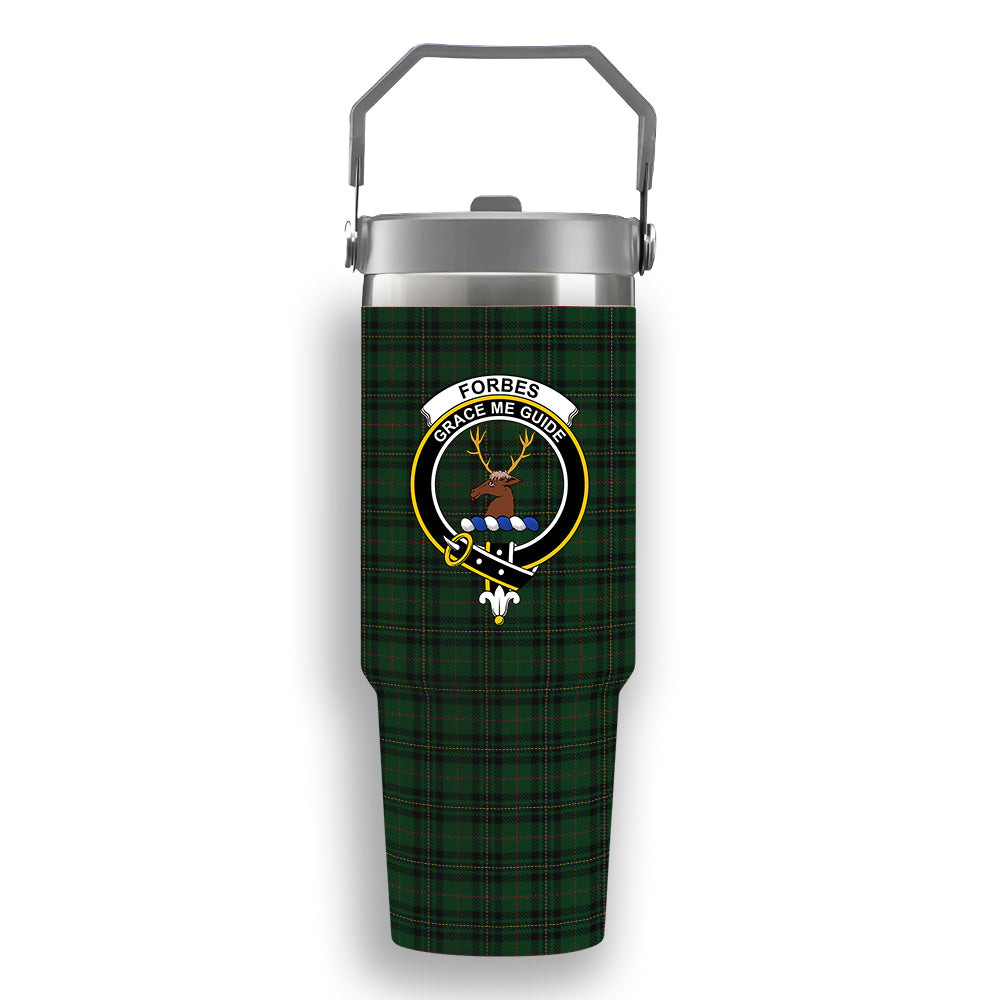 ScotsTee Shop Scottish Forbes 1842 Crest Tartan Flip Straw Tumbler 20oz 30oz