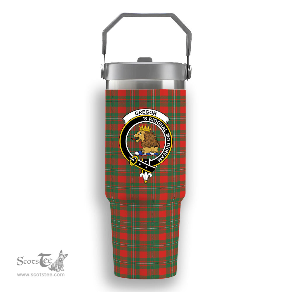 ScotsTee Shop Scottish Gregor Ancient Crest Tartan Flip Straw Tumbler 20oz 30oz