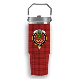 ScotsTee Shop Scottish Hamilton Red Ancient Crest Tartan Flip Straw Tumbler 20oz 30oz