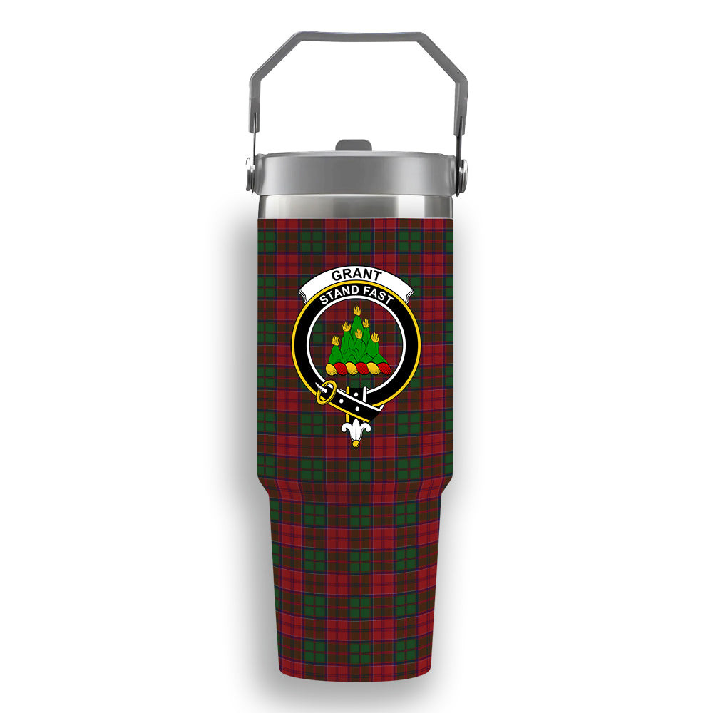 ScotsTee Shop Scottish Grant Crest Tartan Flip Straw Tumbler 20oz 30oz