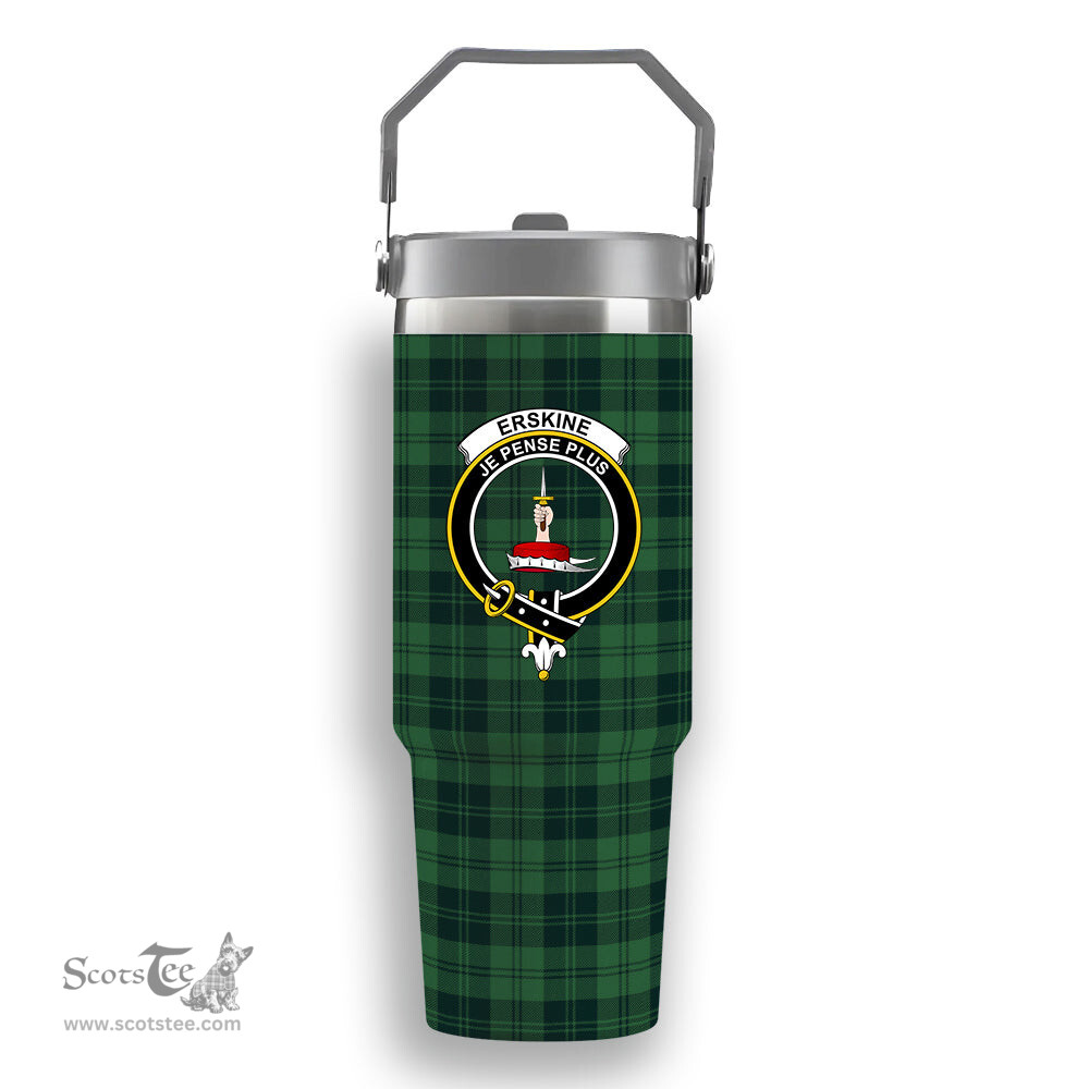 ScotsTee Shop Scottish Erskine Hunting Modern Crest Tartan Flip Straw Tumbler 20oz 30oz