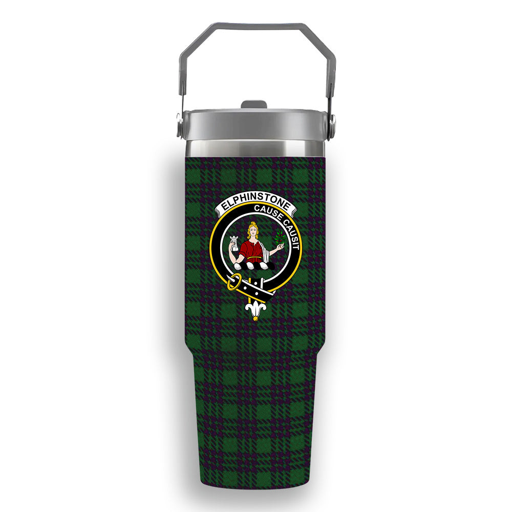 ScotsTee Shop Scottish Elphinstone Hunting Crest Tartan Flip Straw Tumbler 20oz 30oz