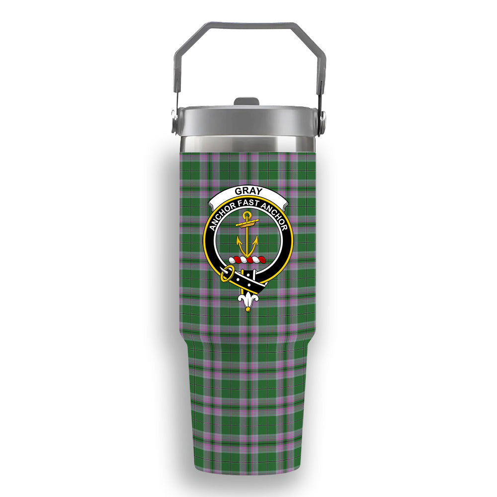 ScotsTee Shop Scottish Gray Hunting Ancient Crest Tartan Flip Straw Tumbler 20oz 30oz