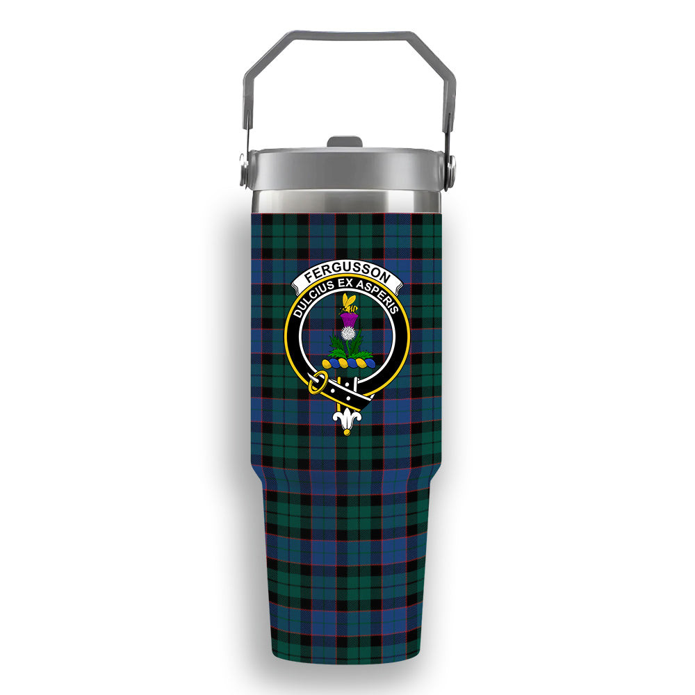 ScotsTee Shop Scottish Fergusson of Balquhidder Modern Crest Tartan Flip Straw Tumbler 20oz 30oz