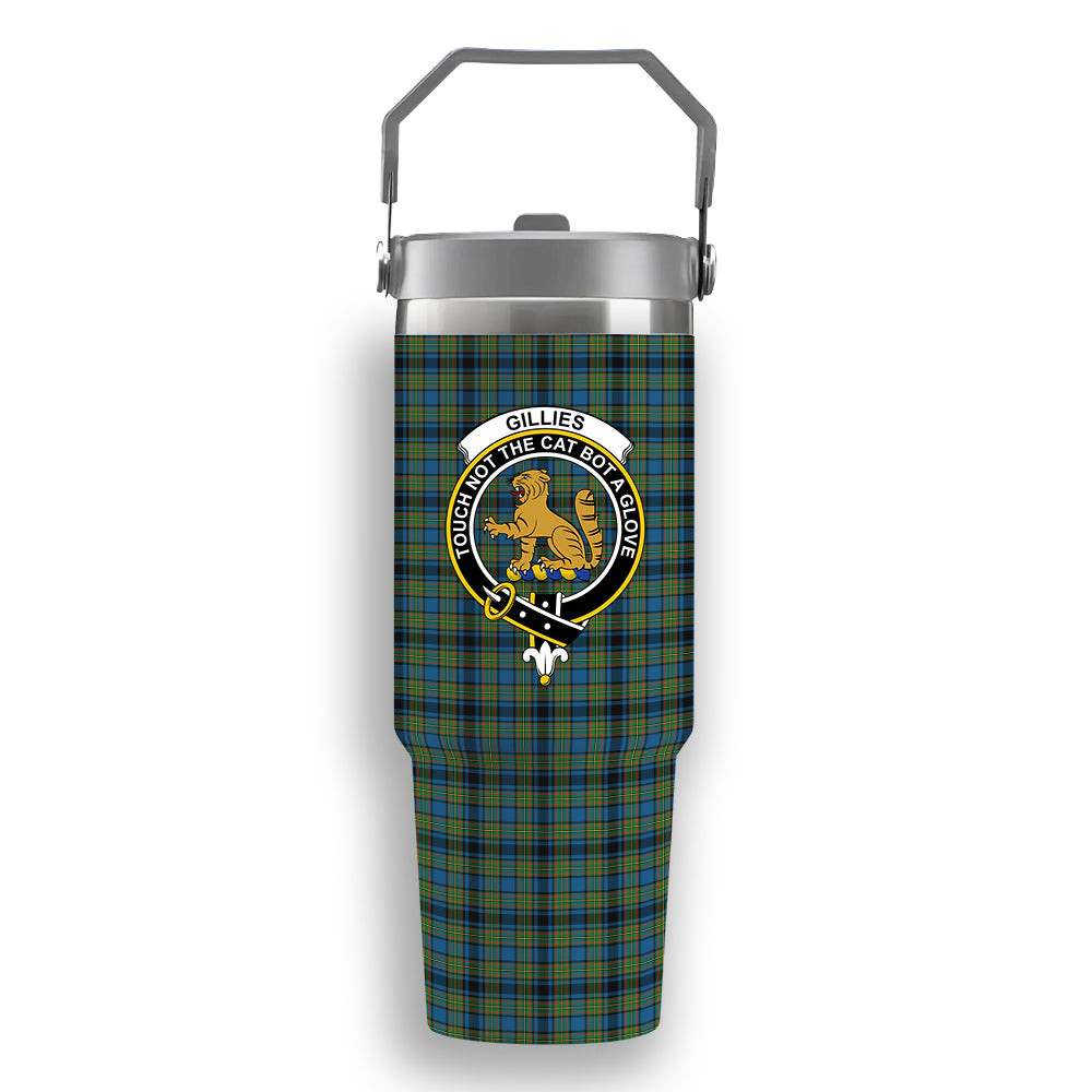 ScotsTee Shop Scottish Gillies Ancient Crest Tartan Flip Straw Tumbler 20oz 30oz