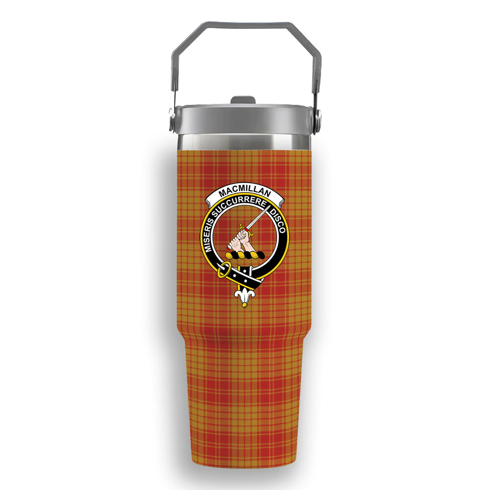 ScotsTee Shop Scottish MacMillan Dress Ancient Crest Tartan Flip Straw Tumbler 20oz 30oz