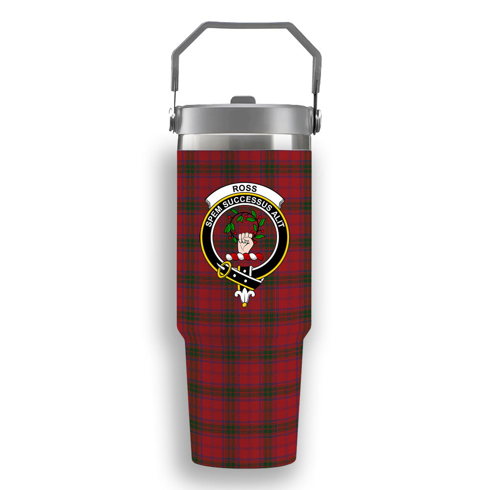 ScotsTee Shop Scottish Ross 2 Crest Tartan Flip Straw Tumbler 20oz 30oz