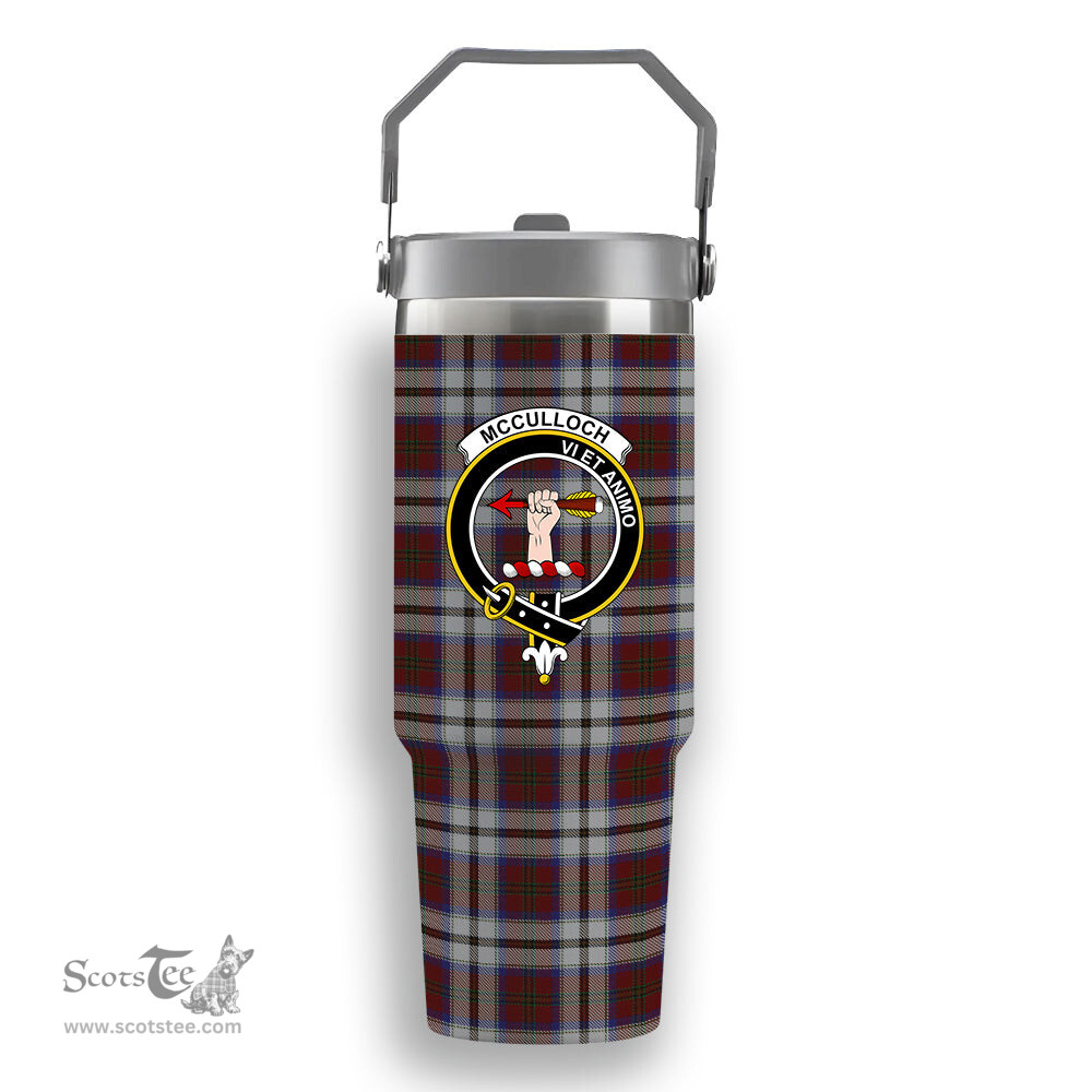 ScotsTee Shop Scottish McCulloch Dress Crest Tartan Flip Straw Tumbler 20oz 30oz