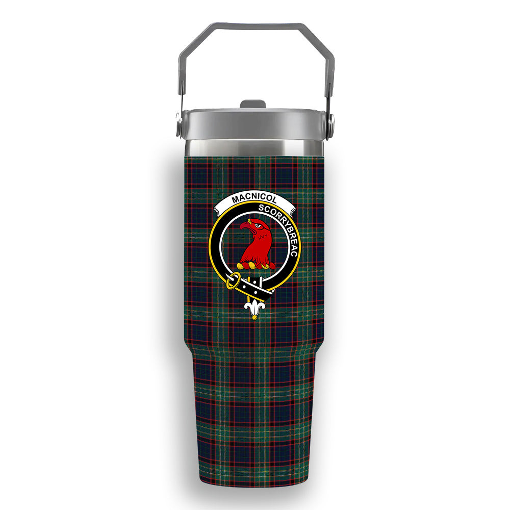 ScotsTee Shop Scottish MacNicol Hunting Modern Crest Tartan Flip Straw Tumbler 20oz 30oz