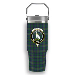 ScotsTee Shop Scottish Hunter of Hunterston Crest Tartan Flip Straw Tumbler 20oz 30oz